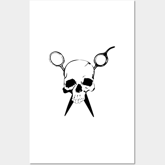 Skull and Shears Hair Stylist Art Wall Art by humanwurm